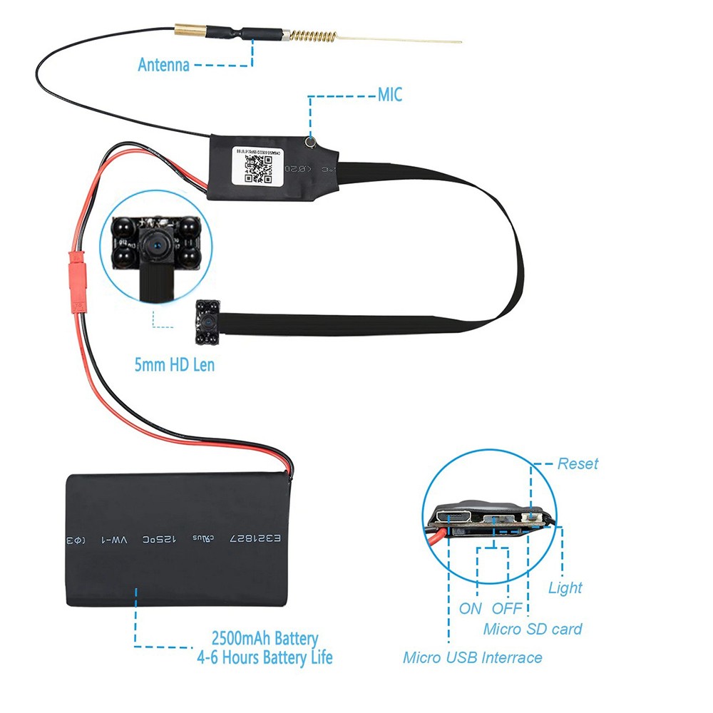 Mini-Spionage-Lochkamera mit Nachtsicht und 4 IR-LEDs